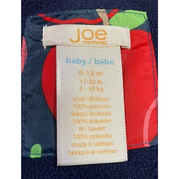 Joe Fresh Kids Girls Navy Apple Puffer Vest Detachable Hood 6-12 Months - Picture 2 of 8